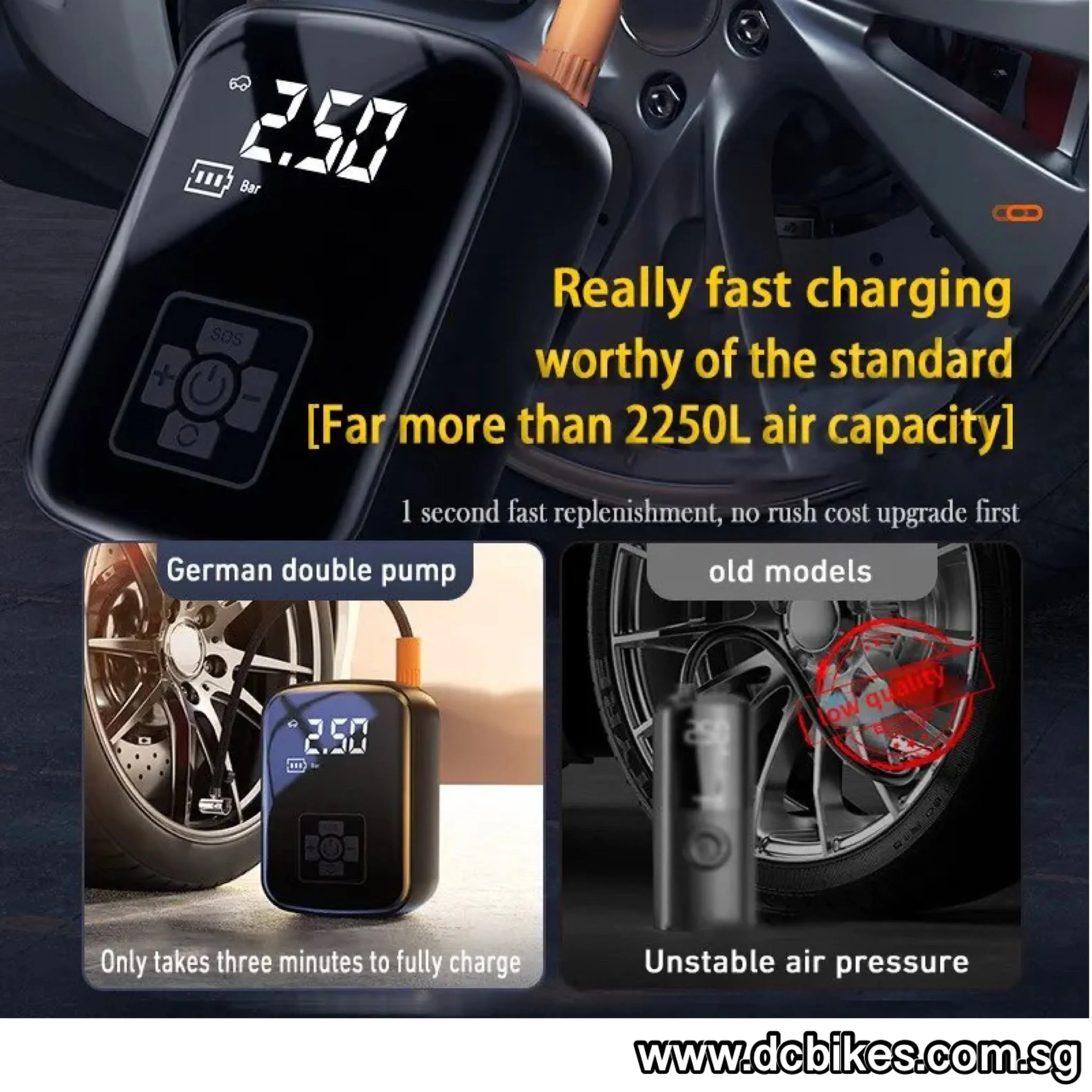 100w USB Rechargeable 150psi Wireless Portable Presta | Schrader Electric Pump