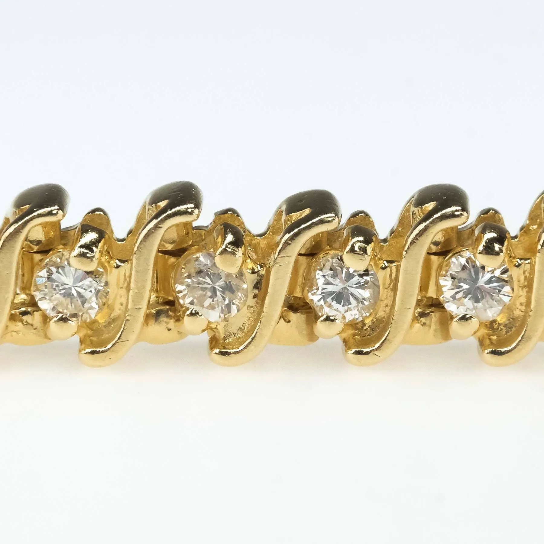 14K Yellow Gold 2.20ctw Round Diamond Accented 7.5" "S" Link Tennis Bracelet