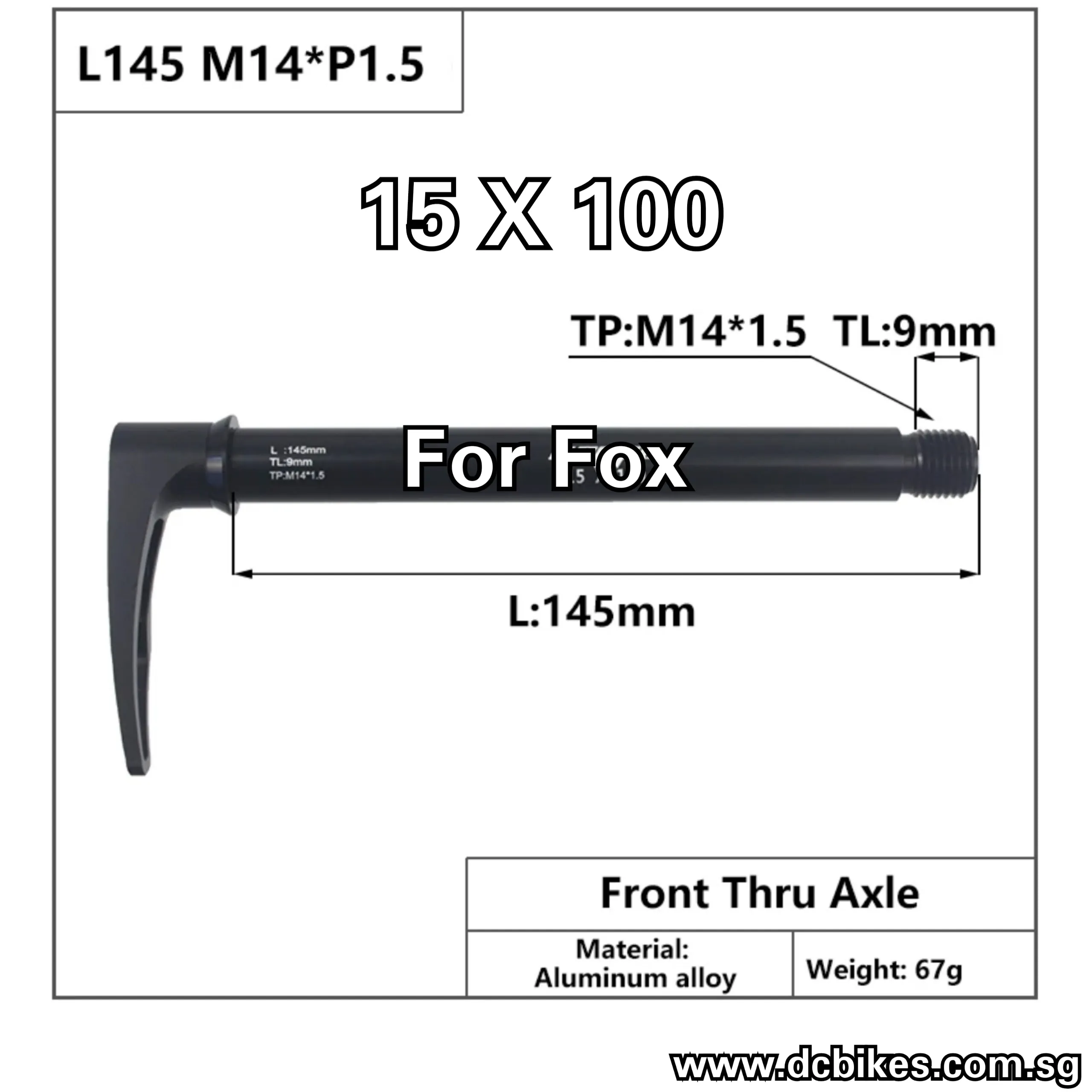 15mm X 100mm/15mm X 110mm Thru Axle For FOX Front Fork SC 32 34 36 Series QR