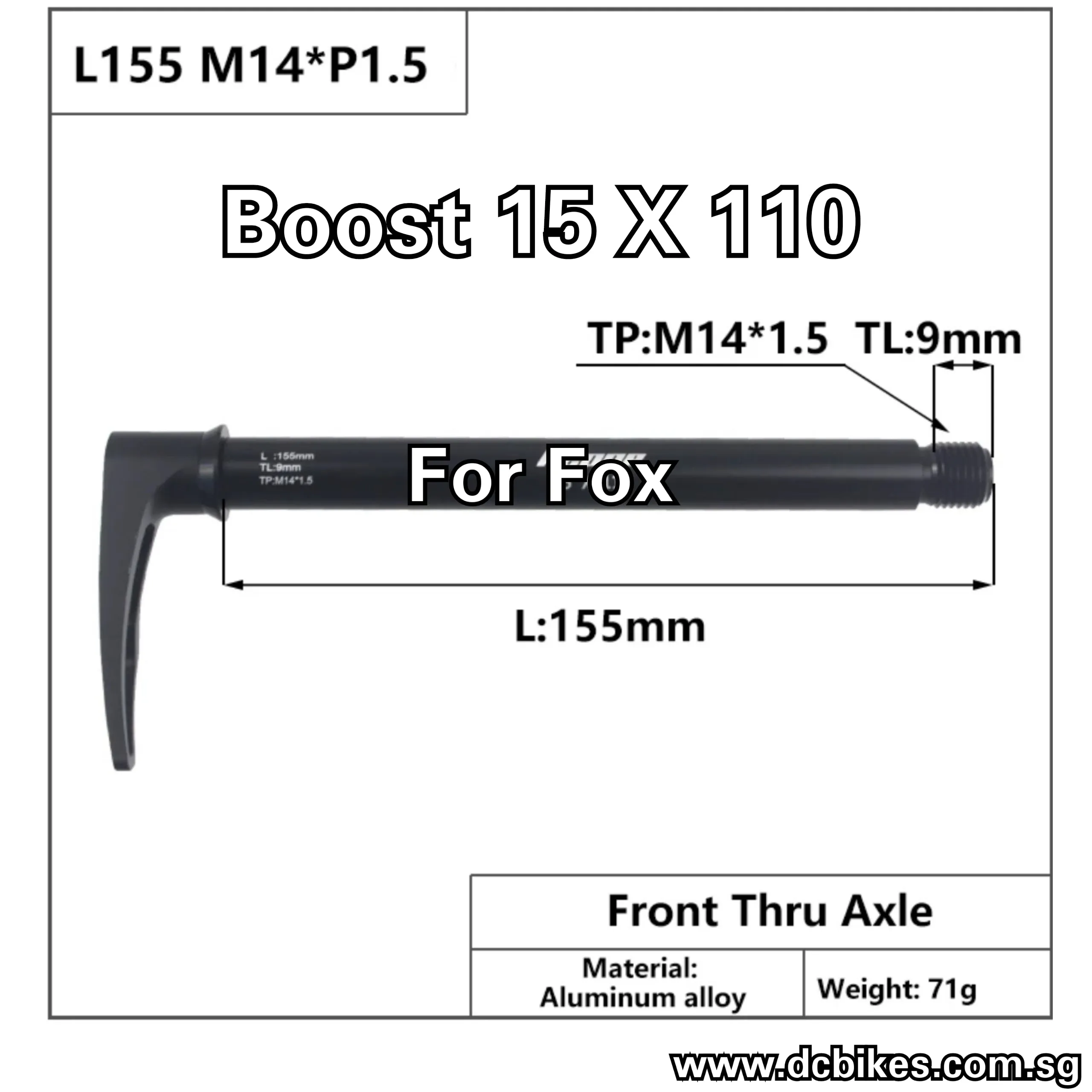 15mm X 100mm/15mm X 110mm Thru Axle For FOX Front Fork SC 32 34 36 Series QR