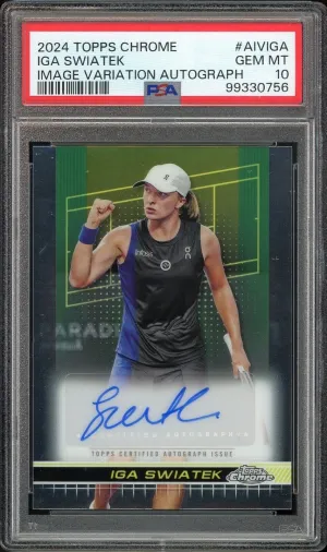 2024 Topps Chrome Tennis Iga Swiatek RC Auto Img Variation PSA 10 GEM MINT Pop 1