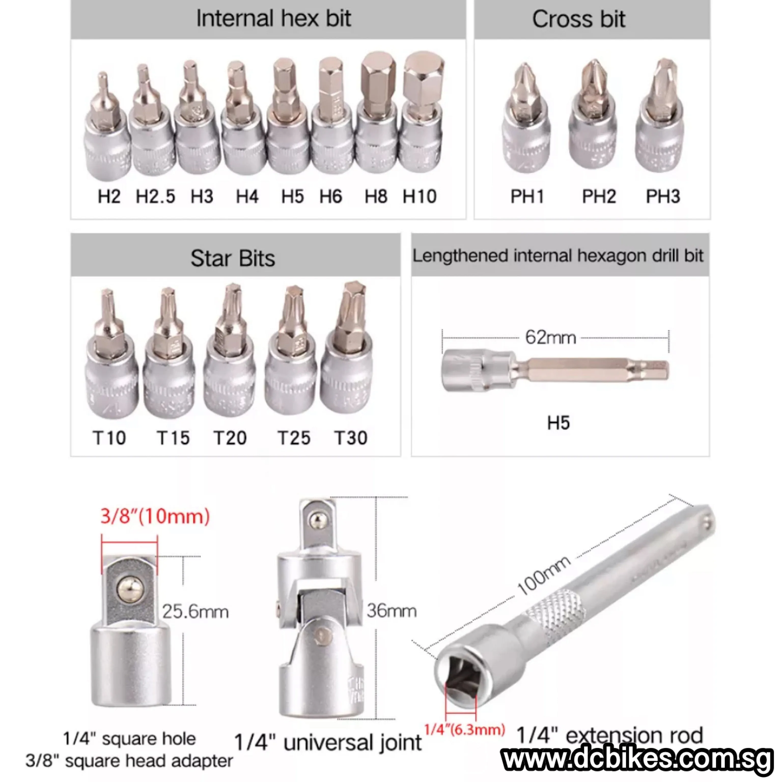 21 in 1 Professional 2nm-20nm Torque Wrench   Allen/Star Key Hex Tool Socket Bits Set Kit Box 1/4"