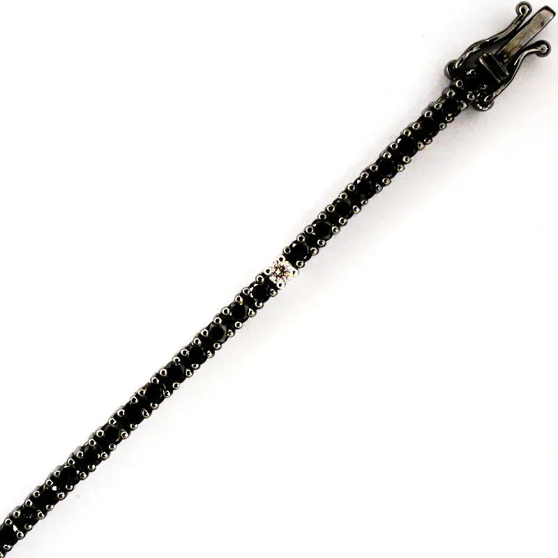 2.70 carat Black Diamonds Tennis bracelet with one white diamond