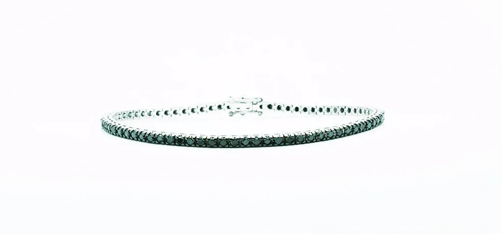 2.70 carat Black Diamonds Tennis bracelet with one white diamond