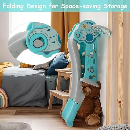 3-in-1 First Folding Slide | Garden Climber Slide Set & Basketball Hoop | Blue | 18m 