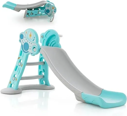 3-in-1 First Folding Slide | Garden Climber Slide Set & Basketball Hoop | Blue | 18m 