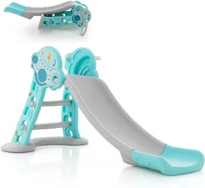 3-in-1 First Folding Slide | Garden Climber Slide Set & Basketball Hoop | Blue | 18m 