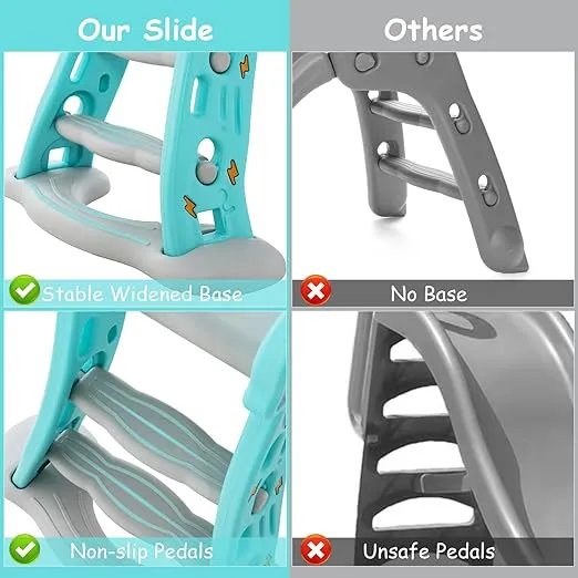 3-in-1 First Folding Slide | Garden Climber Slide Set & Basketball Hoop | Blue | 18m 