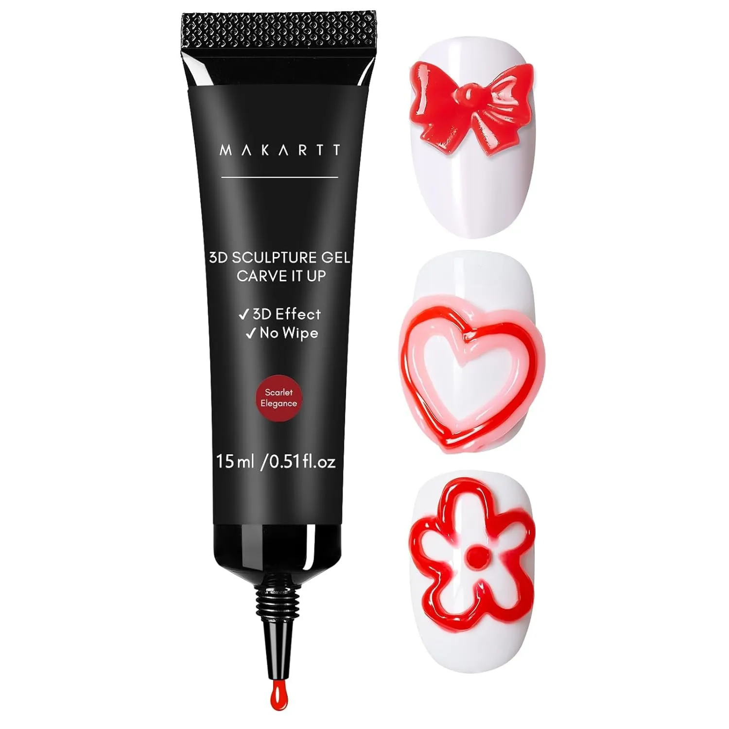3D Nail Gel - Nail Art Sculpting Gel Nail Glue 15G No Wipe Clear Gel Polish for Nail Designs DIY Nail Art for Drawing, Molding, Sculpture and Decoration