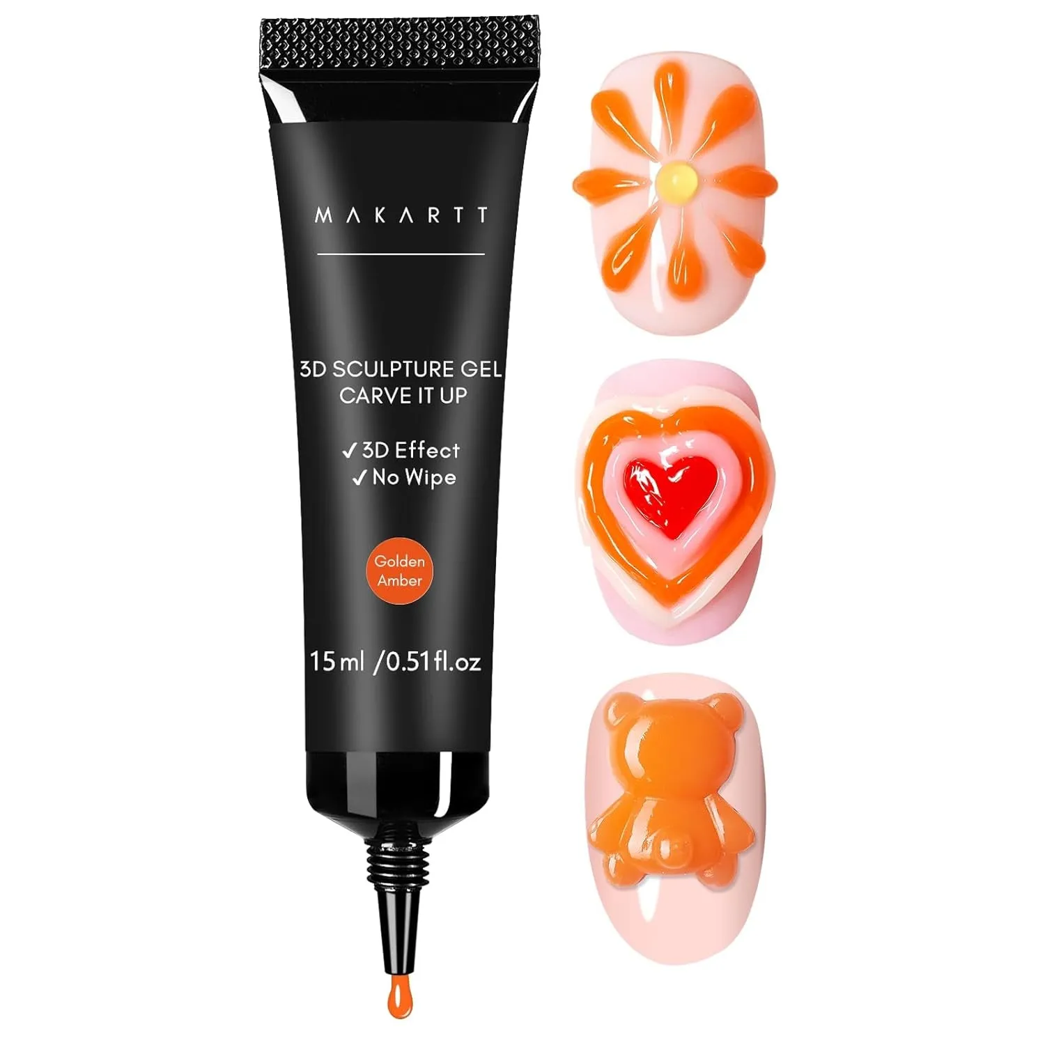 3D Nail Gel - Nail Art Sculpting Gel Nail Glue 15G No Wipe Clear Gel Polish for Nail Designs DIY Nail Art for Drawing, Molding, Sculpture and Decoration