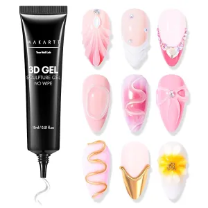 3D Nail Gel - Nail Art Sculpting Gel Nail Glue 15G No Wipe Clear Gel Polish for Nail Designs DIY Nail Art for Drawing, Molding, Sculpture and Decoration