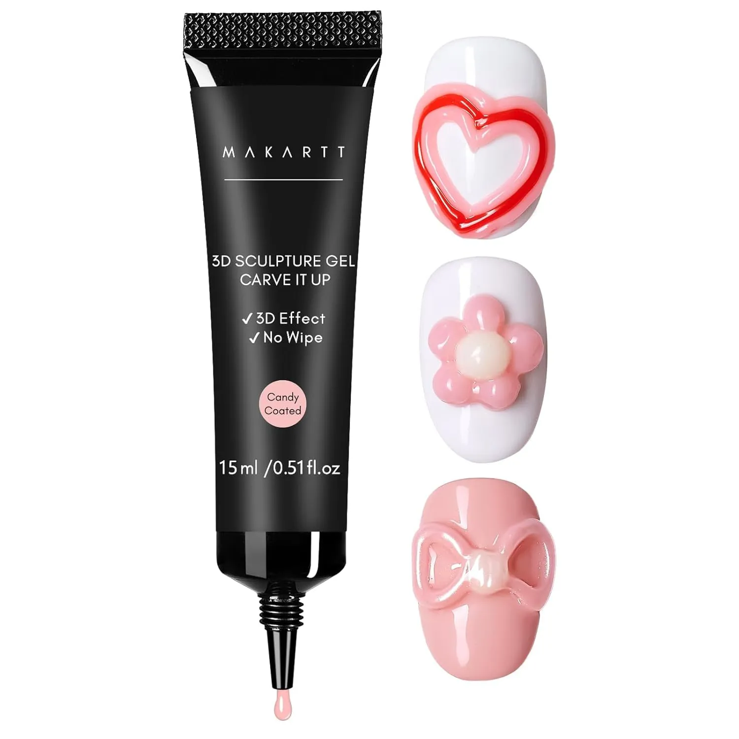 3D Nail Gel - Nail Art Sculpting Gel Nail Glue 15G No Wipe Clear Gel Polish for Nail Designs DIY Nail Art for Drawing, Molding, Sculpture and Decoration