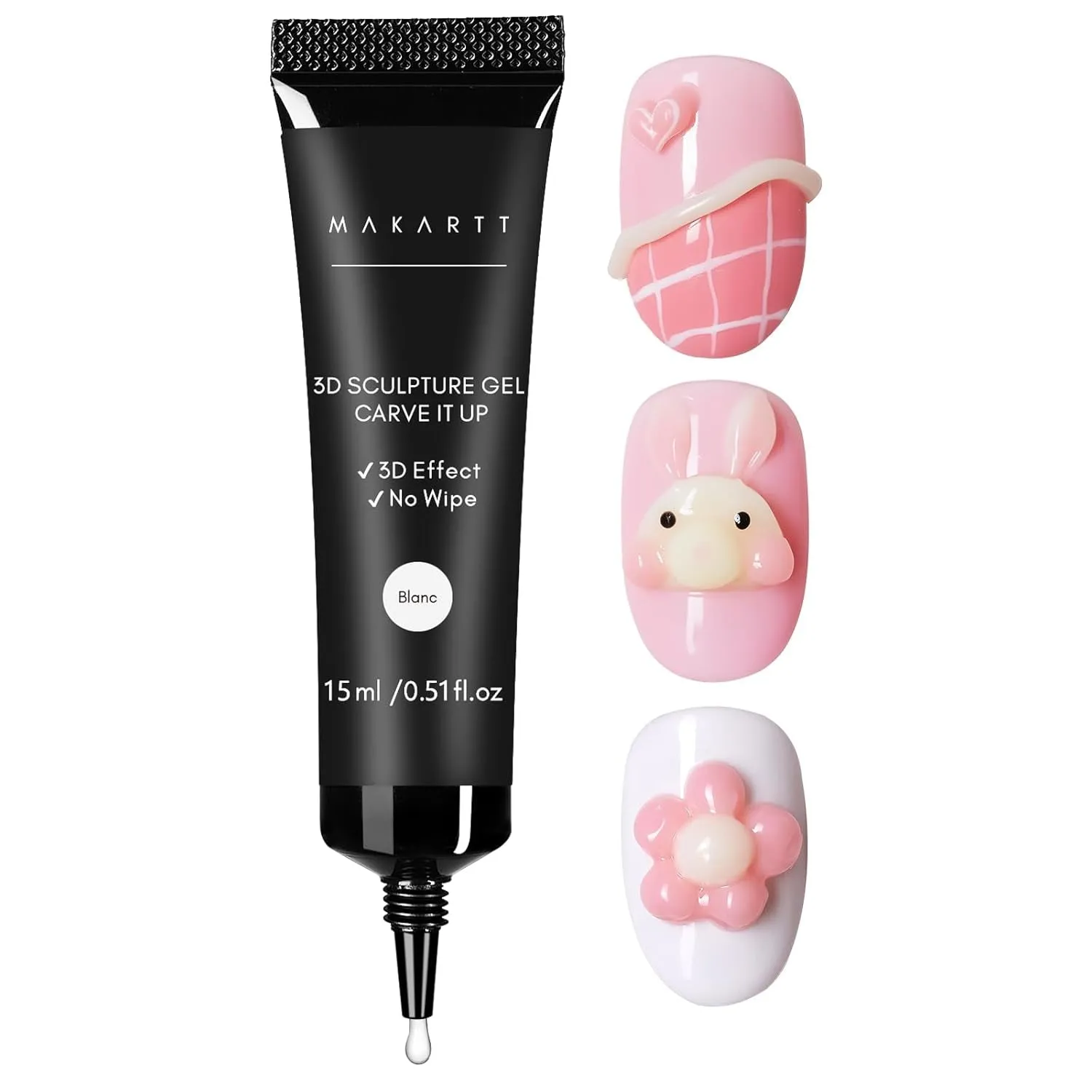 3D Nail Gel - Nail Art Sculpting Gel Nail Glue 15G No Wipe Clear Gel Polish for Nail Designs DIY Nail Art for Drawing, Molding, Sculpture and Decoration