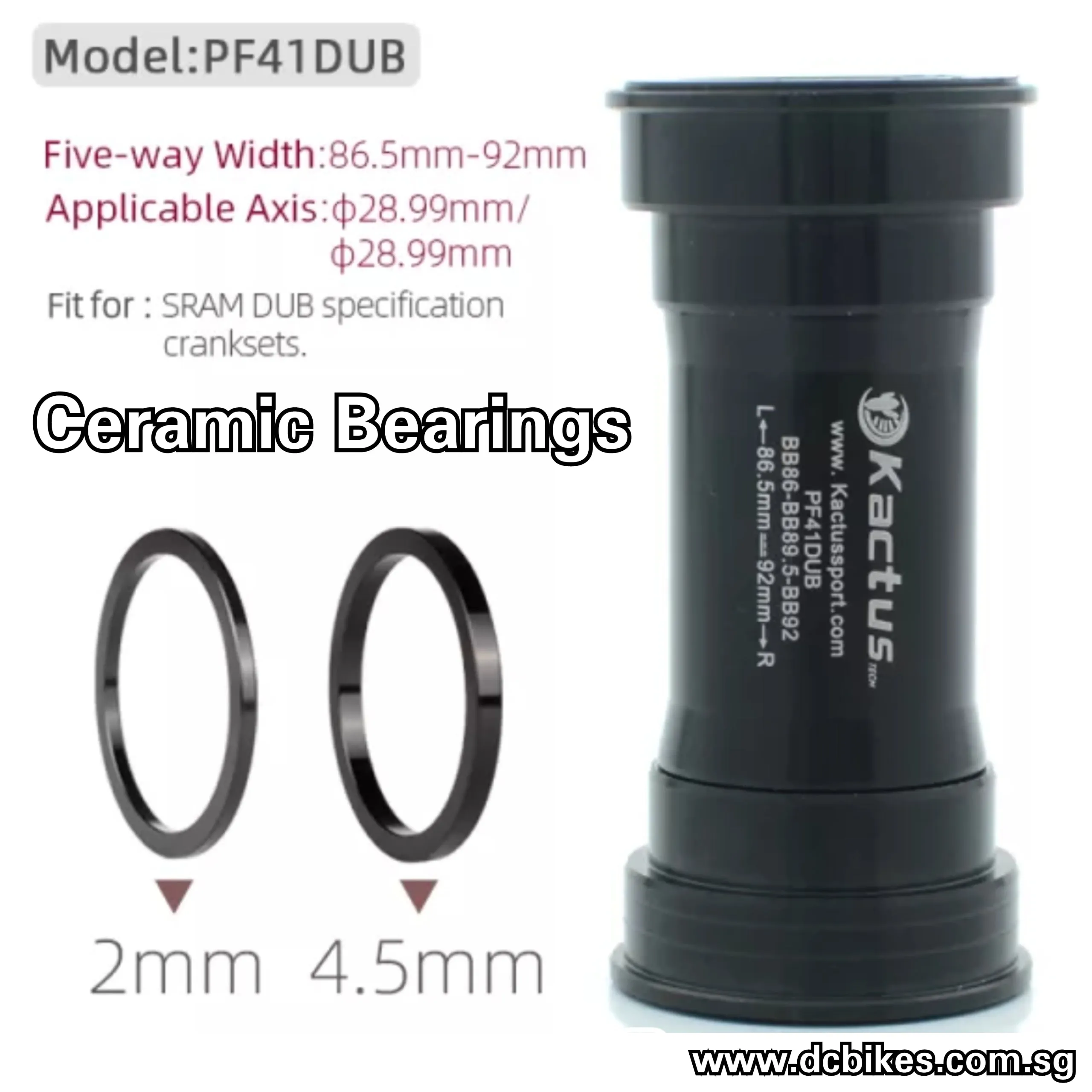 41mm BB86 | BB92 Press Fit Bottom Brackets BB For Sram Dub Crank 28.99mm