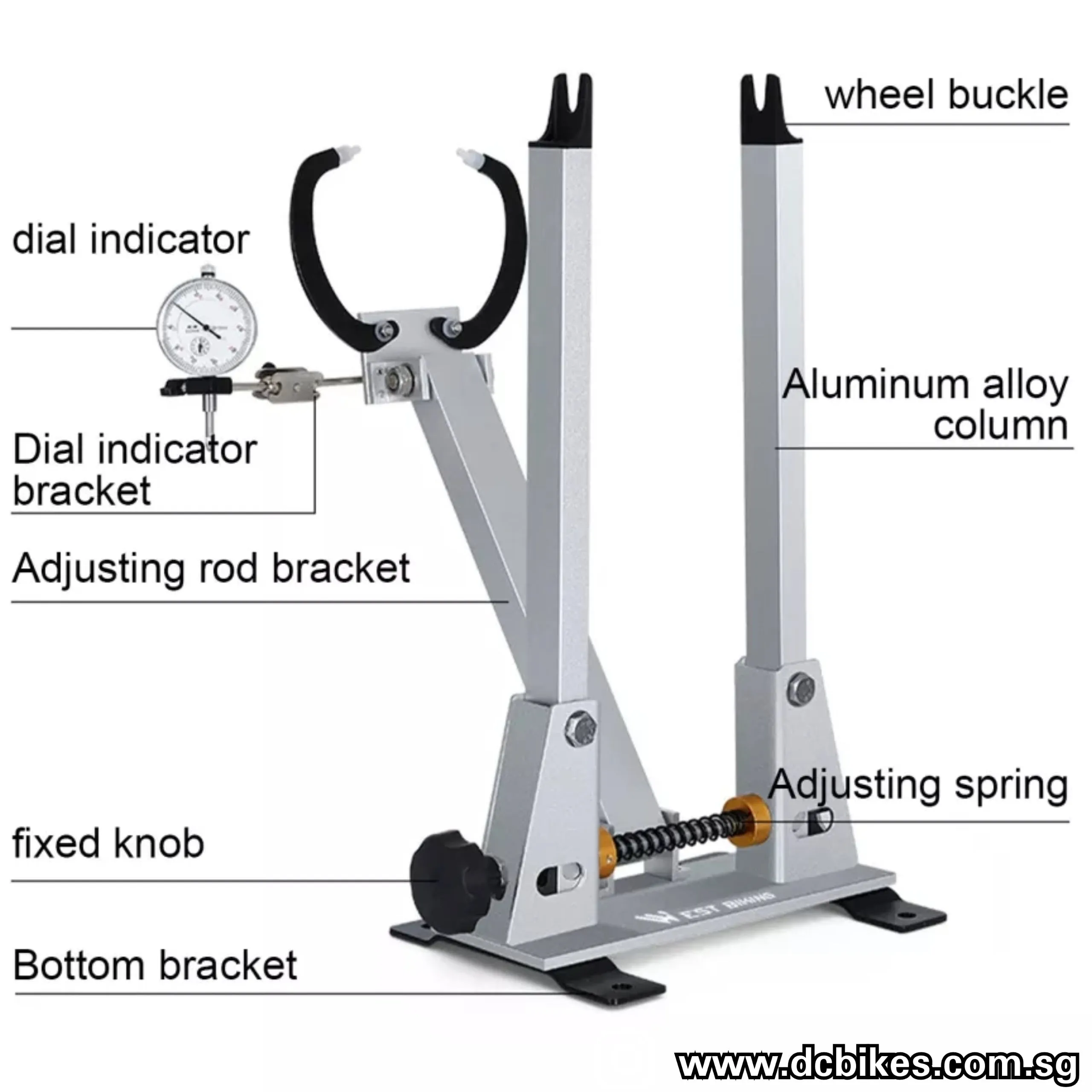 9mm Quick Release QR Bicycle Wheel Truing Stand For 16" to 29"/700c   1 Indicator Dial Gauge Adjustment Repair Tool
