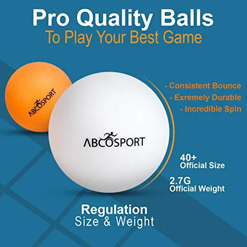 Abco Tech Ping Pong Paddle & Table Tennis Set - Pack of 4 Premium Rackets and 6 Table Tennis Balls - Soft Sponge Rubber - Ideal for Professional and Recreational Games - 2 or 4 Players (3-Star)