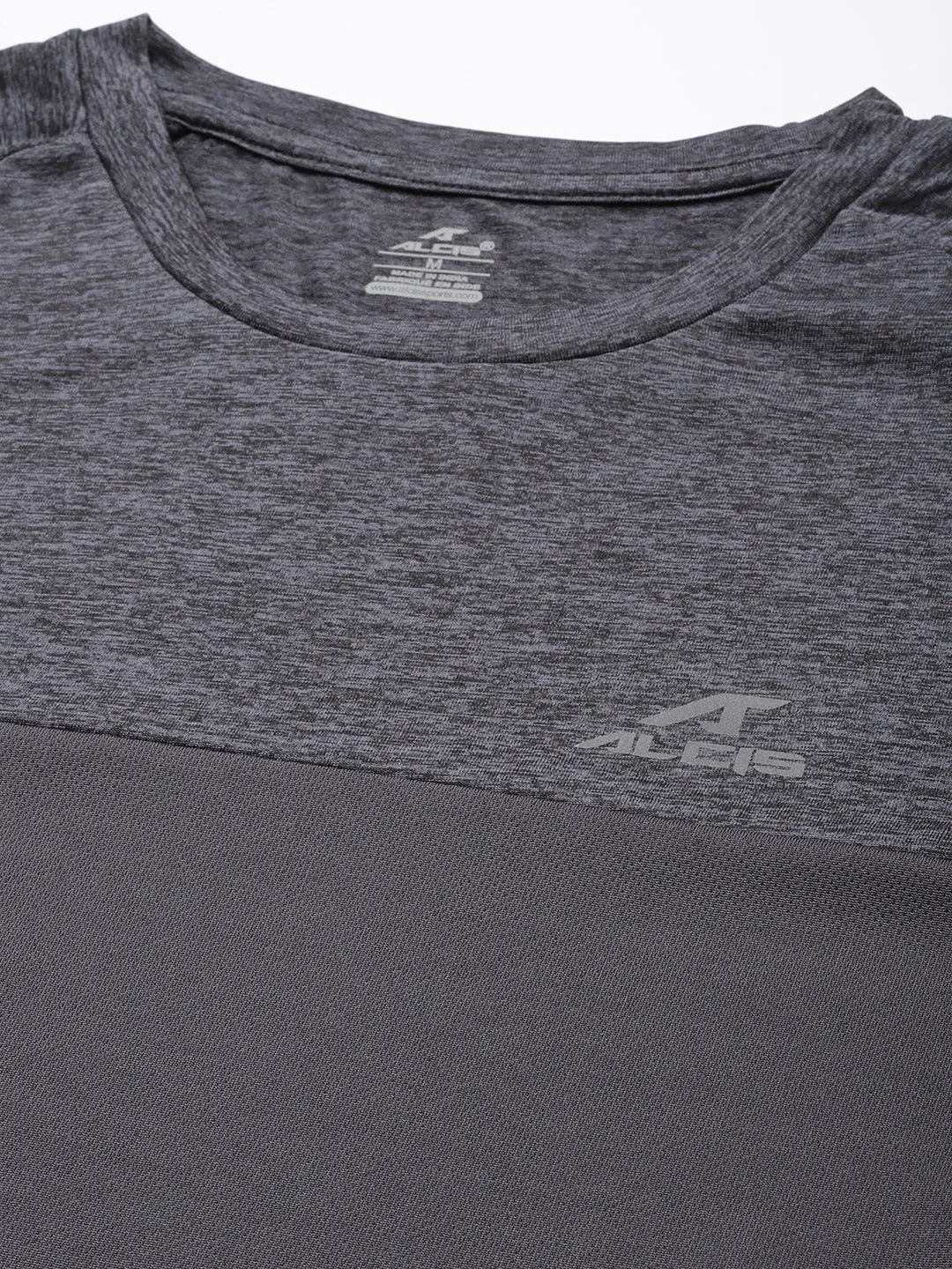 Alcis Men Charcoal Grey Slim Fit Running T-shirt