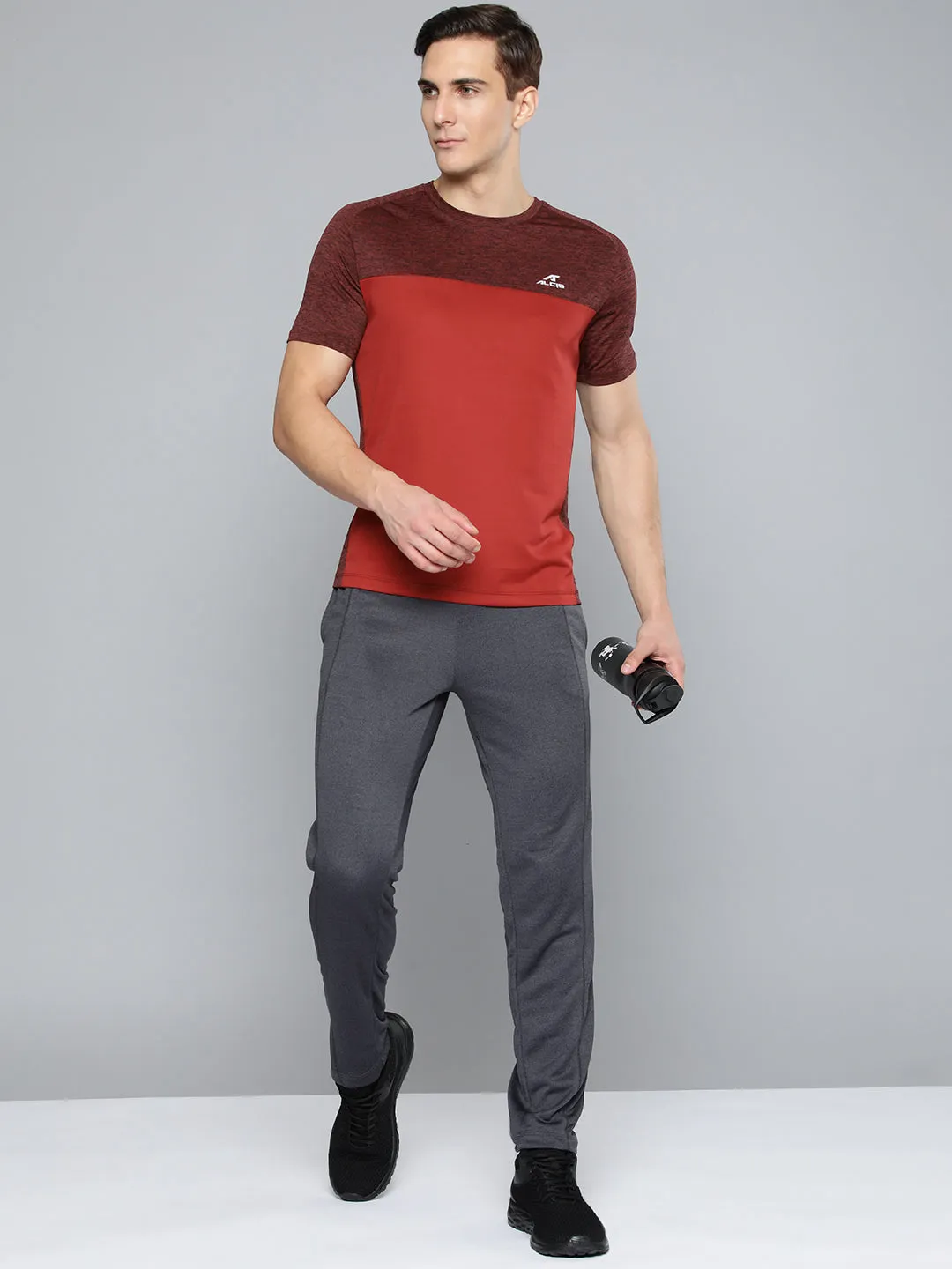 Alcis Men Maroon Slim Fit Running T-shirt