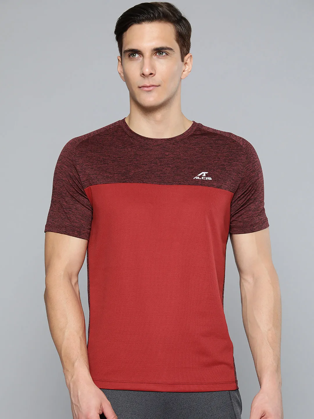 Alcis Men Maroon Slim Fit Running T-shirt