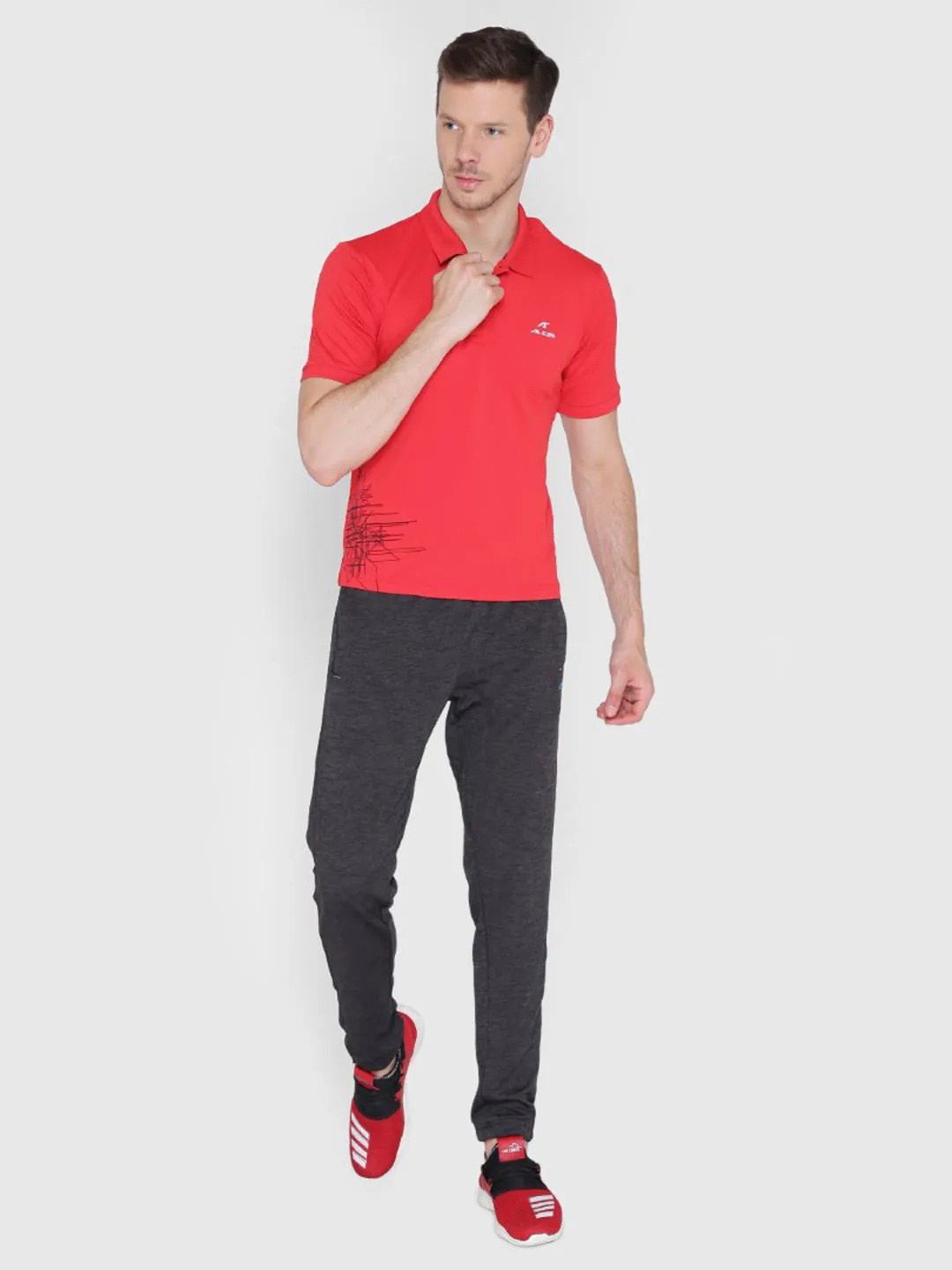 Alcis Men Red Running Polo T-Shirt