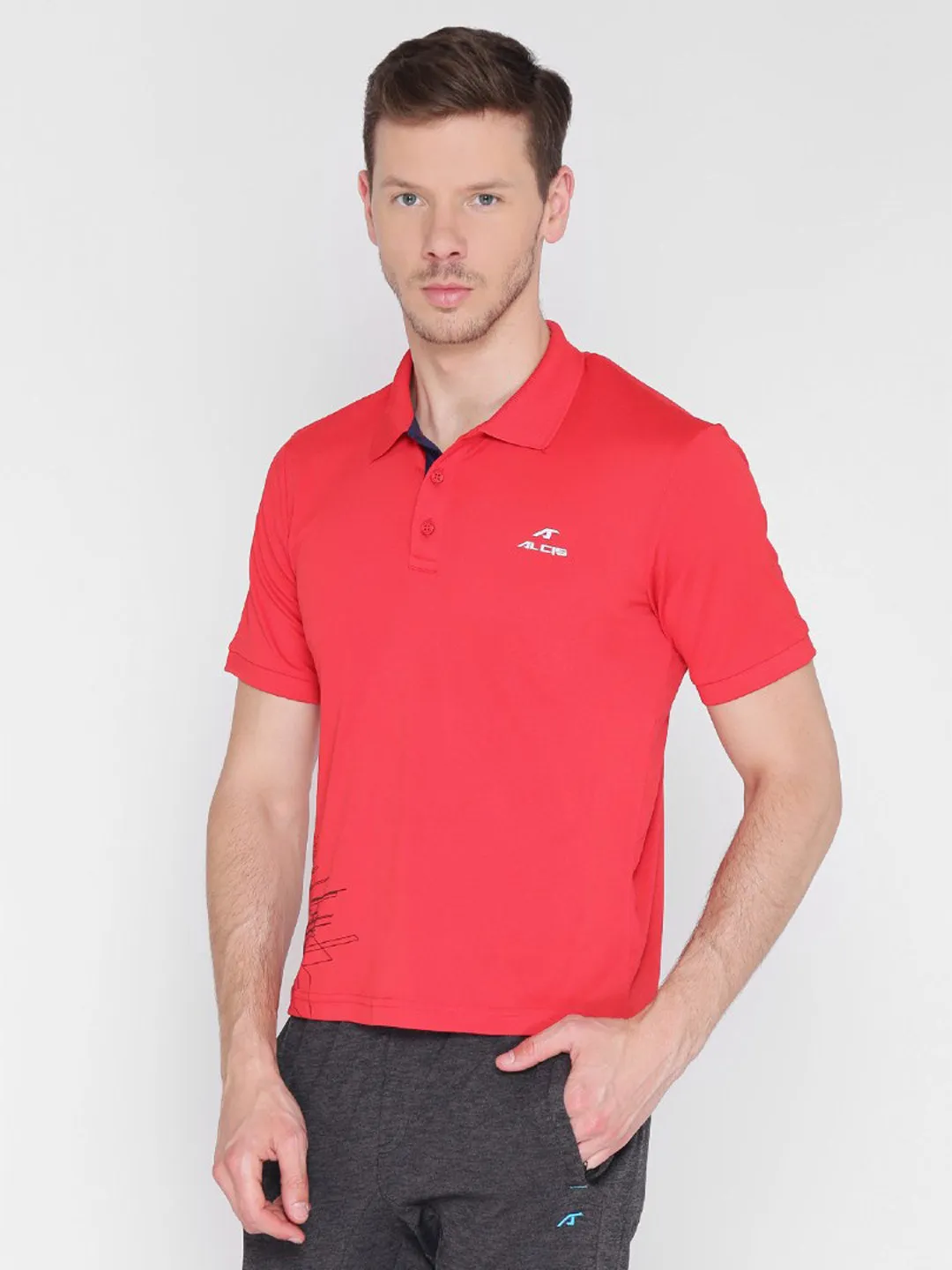 Alcis Men Red Running Polo T-Shirt