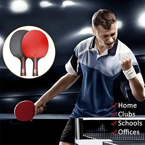Allnice Ping Pong Paddle Set with Balls, 2 Rackets and 3 Ping Pong Balls Table Tennis Set with Carry Case for Beginners, Professionals, Trainers and Amateurs, Indoor or Outdoor Play