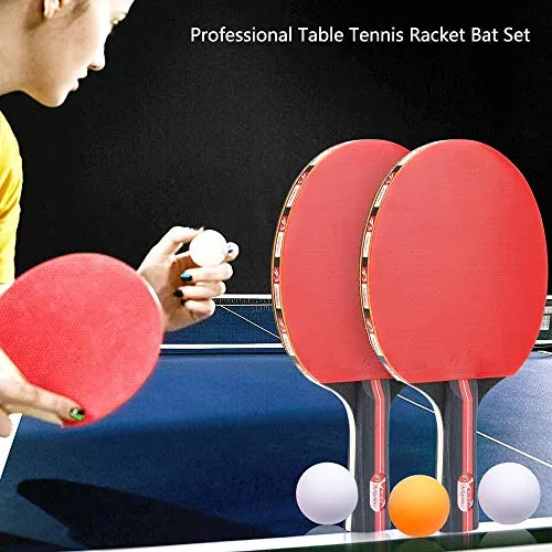 Allnice Ping Pong Paddle Set with Balls, 2 Rackets and 3 Ping Pong Balls Table Tennis Set with Carry Case for Beginners, Professionals, Trainers and Amateurs, Indoor or Outdoor Play