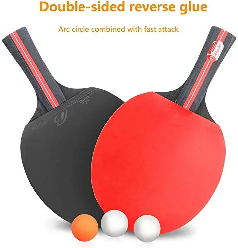 Allnice Ping Pong Paddle Set with Balls, 2 Rackets and 3 Ping Pong Balls Table Tennis Set with Carry Case for Beginners, Professionals, Trainers and Amateurs, Indoor or Outdoor Play