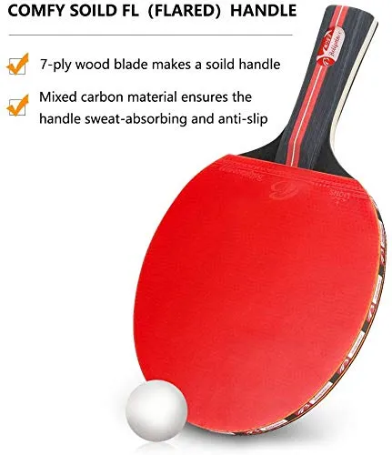 Allnice Ping Pong Paddle Set with Balls, 2 Rackets and 3 Ping Pong Balls Table Tennis Set with Carry Case for Beginners, Professionals, Trainers and Amateurs, Indoor or Outdoor Play