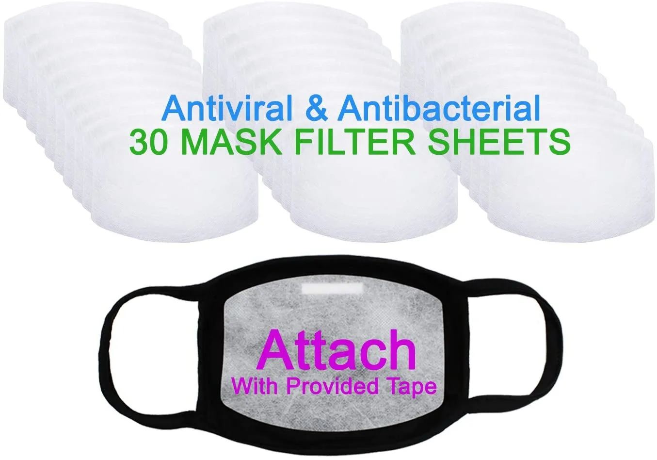 Amba7 USA Eagle Logo Reusable Breathable Cloth Face Mask - Machine Washable, Non-Surgical Double Layer Anti-Dust Protection, Unisex - For Home, Office, Travel, Camping or Cycling 5-Pack With Filters (30 PCS), In Stock