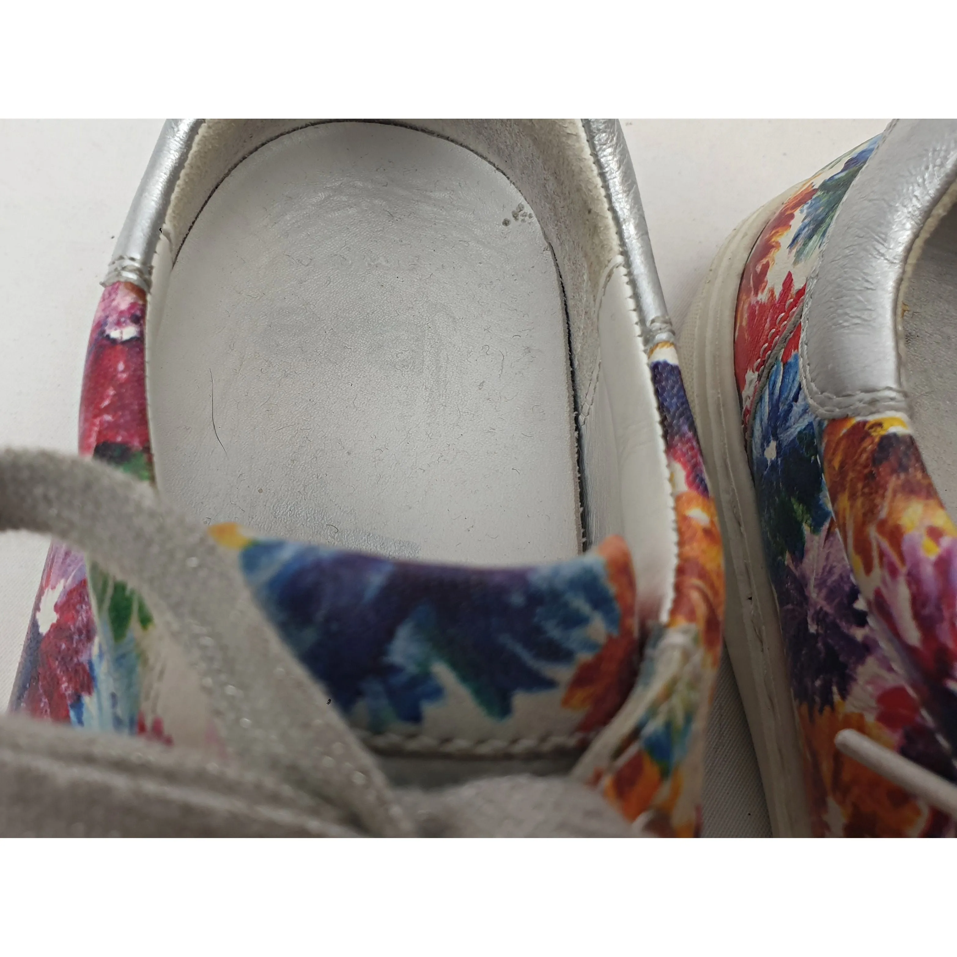 Ara flower print leather laceups with grey toe and sparkly grey laces size UK 6/AU 8