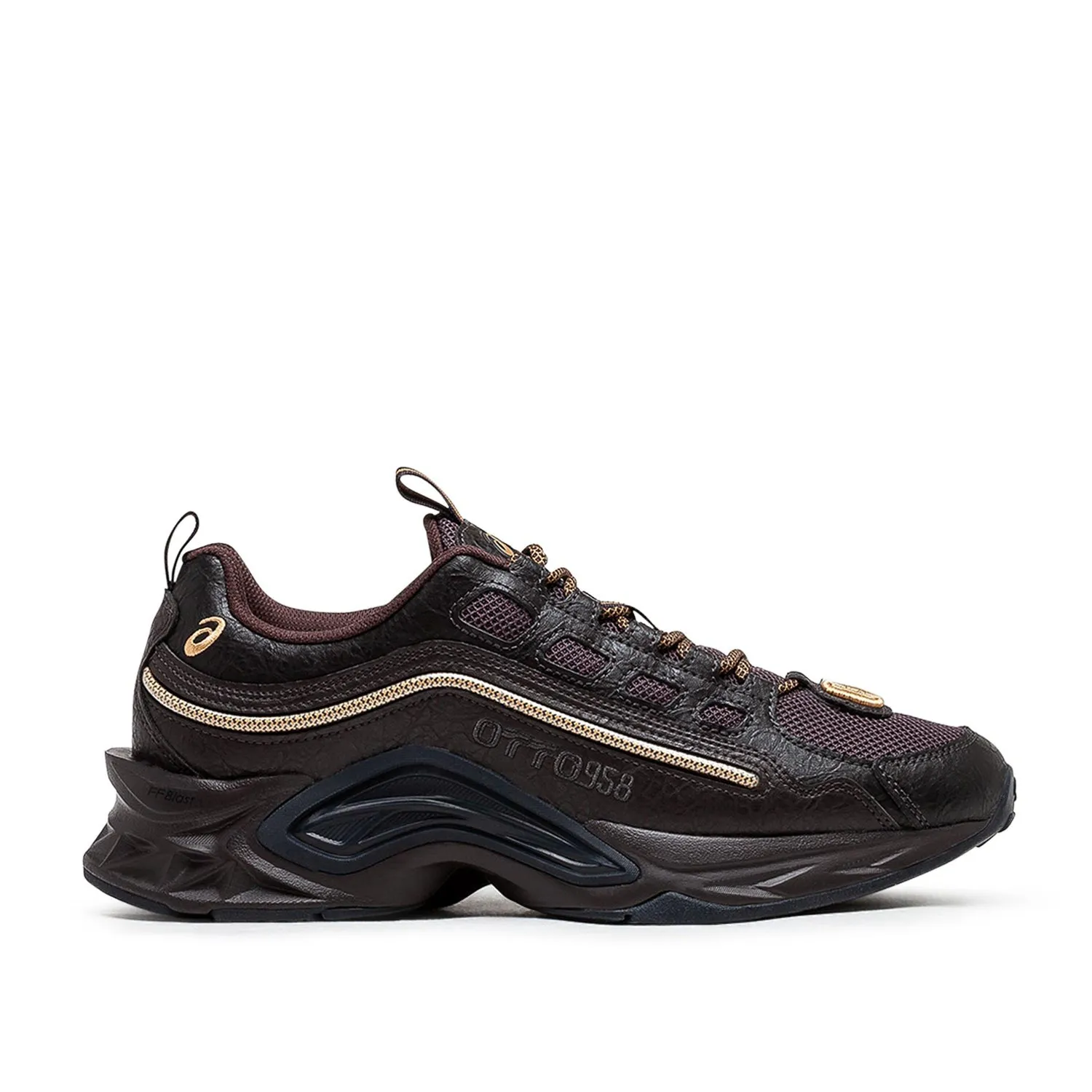asics x otto958 protoblast-cmlviii (dark brown / Pure gold)