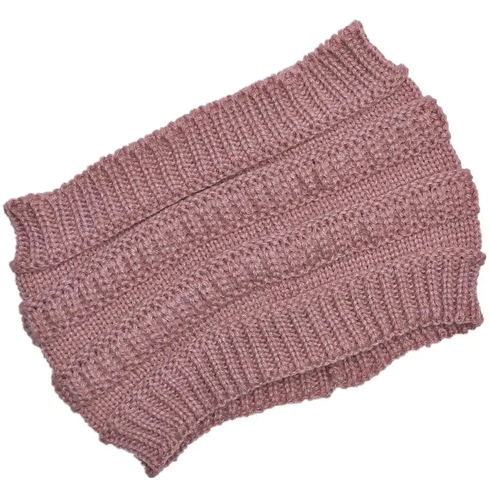 Autumn Winter Ponytail Beanie Hat - Women's Solid Color Knitted Crochet Stretch Hat for Warmer Headwear