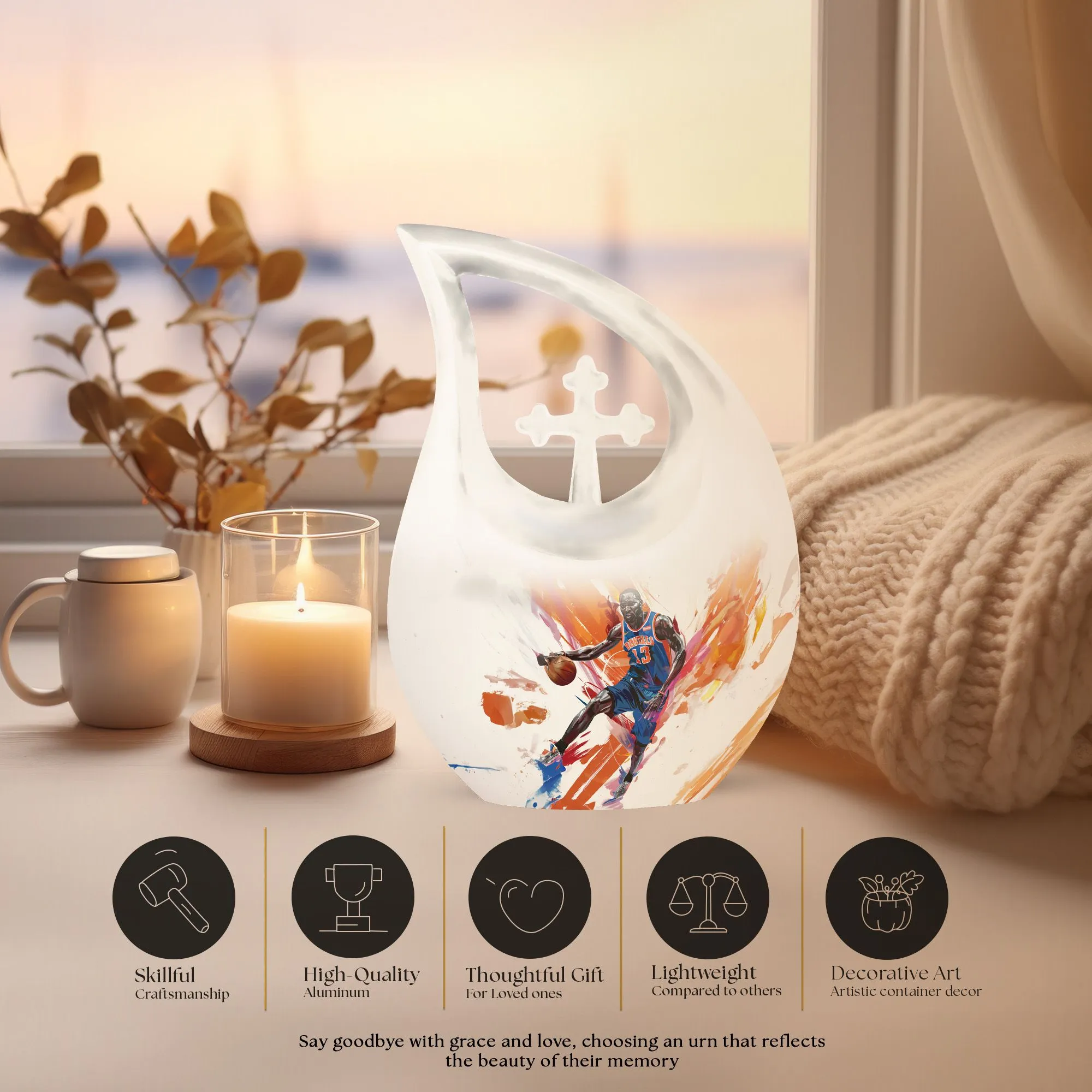 Basketball Cross Drop: An Alluring Keepsake Urn for  Memories