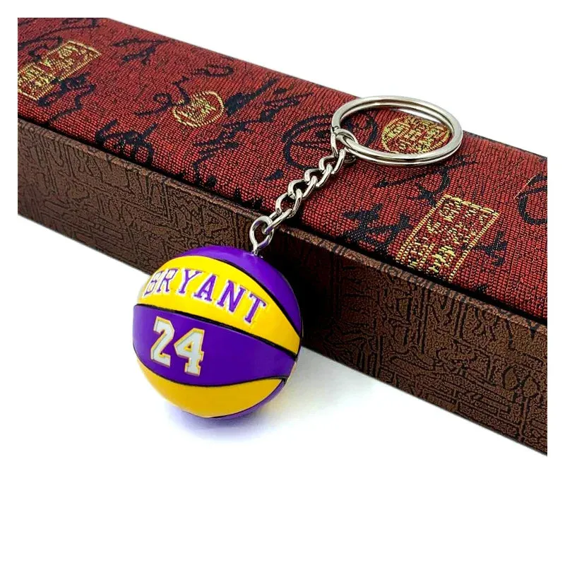 Basketball Star Name Keychain - Rubber PVC Match Ball Souvenir Keyring for Sport Fans, Collectible Gift for Men and Friends