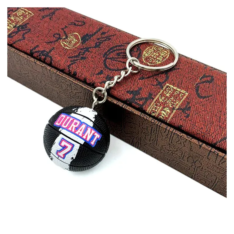 Basketball Star Name Keychain - Rubber PVC Match Ball Souvenir Keyring for Sport Fans, Collectible Gift for Men and Friends