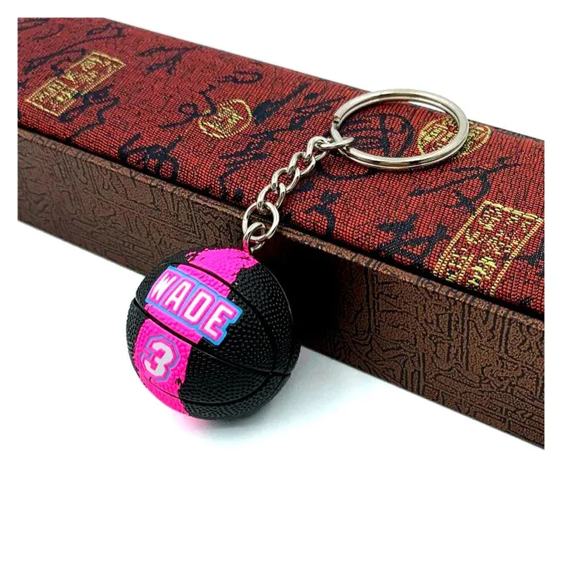 Basketball Star Name Keychain - Rubber PVC Match Ball Souvenir Keyring for Sport Fans, Collectible Gift for Men and Friends