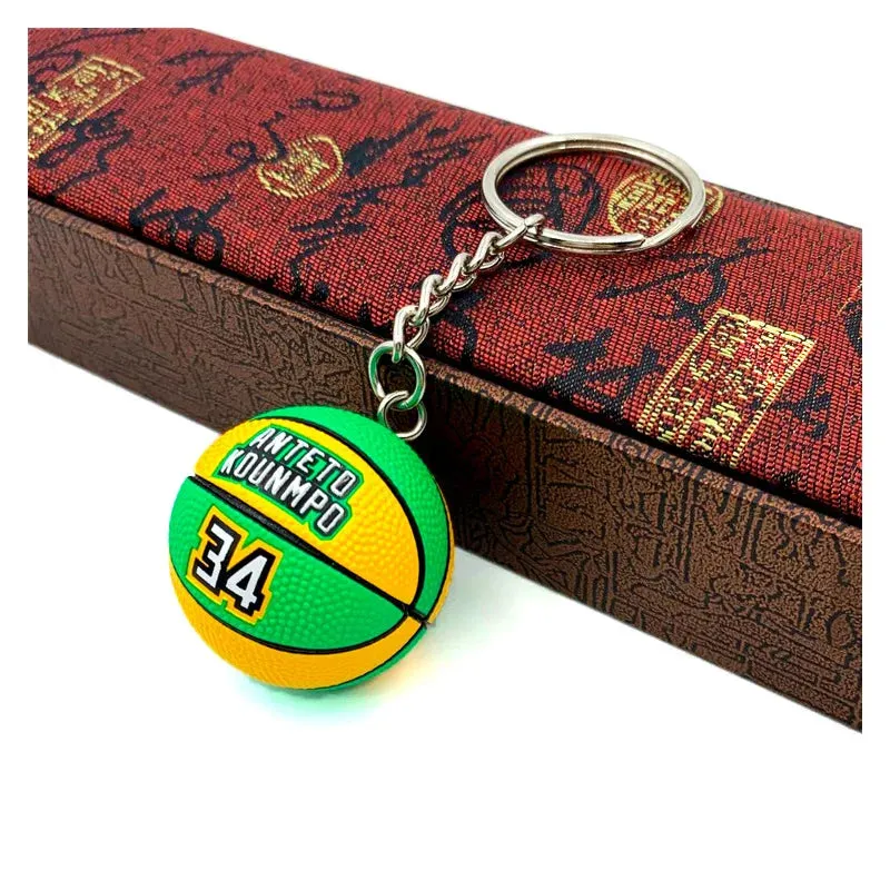 Basketball Star Name Keychain - Rubber PVC Match Ball Souvenir Keyring for Sport Fans, Collectible Gift for Men and Friends