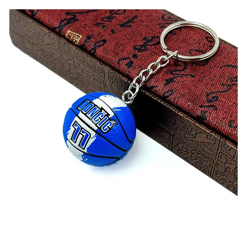 Basketball Star Name Keychain - Rubber PVC Match Ball Souvenir Keyring for Sport Fans, Collectible Gift for Men and Friends