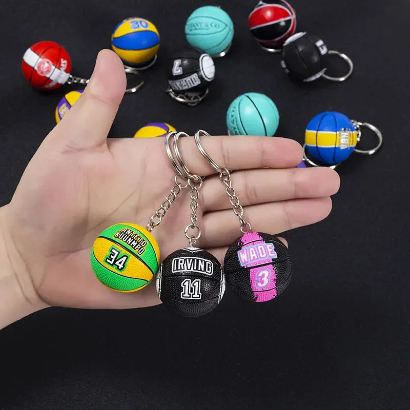 Basketball Star Name Keychain - Rubber PVC Match Ball Souvenir Keyring for Sport Fans, Collectible Gift for Men and Friends