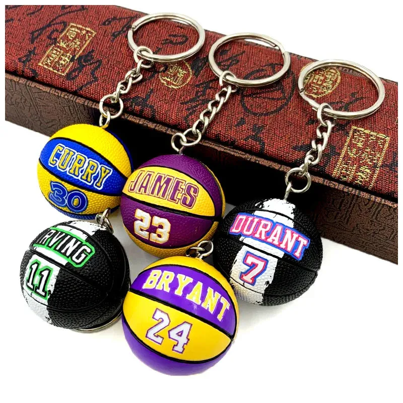 Basketball Star Name Keychain - Rubber PVC Match Ball Souvenir Keyring for Sport Fans, Collectible Gift for Men and Friends