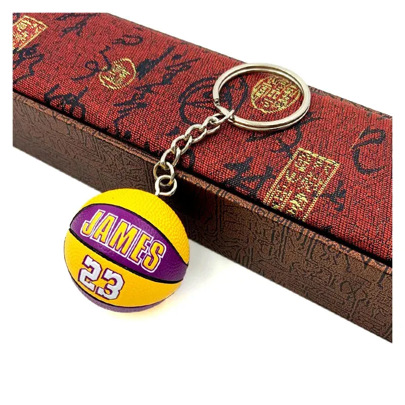 Basketball Star Name Keychain - Rubber PVC Match Ball Souvenir Keyring for Sport Fans, Collectible Gift for Men and Friends