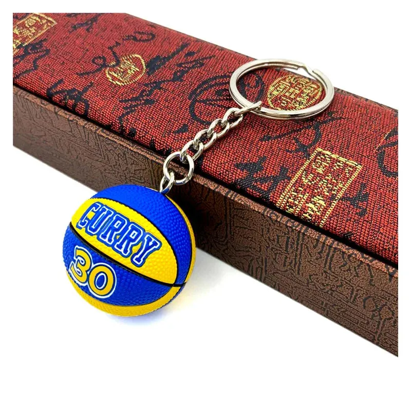 Basketball Star Name Keychain - Rubber PVC Match Ball Souvenir Keyring for Sport Fans, Collectible Gift for Men and Friends