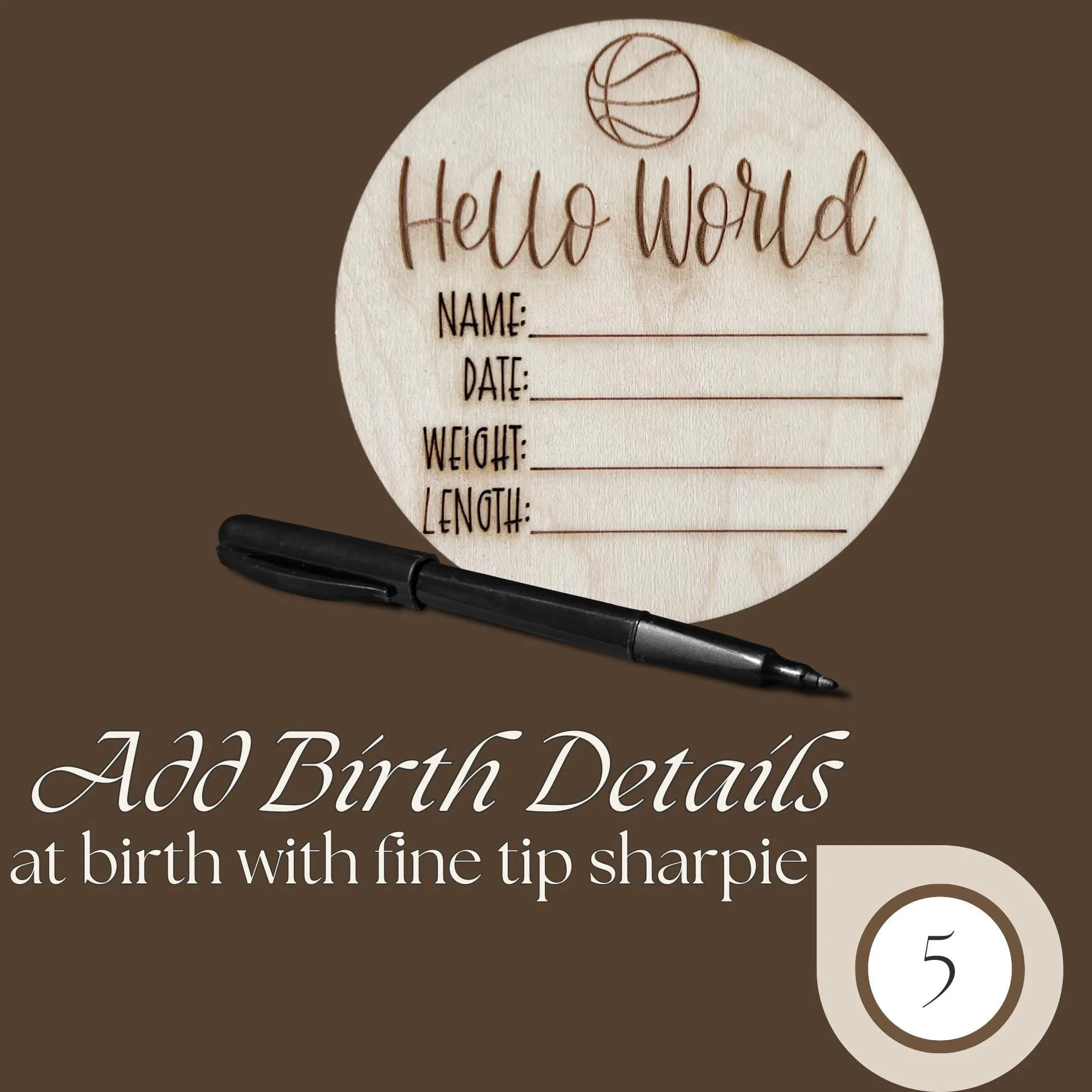 Basketball Wooden Monthly Milestone Cards, Sports Baby Milestone Cards, 3x3 inches Baby Shower Gift for Boys