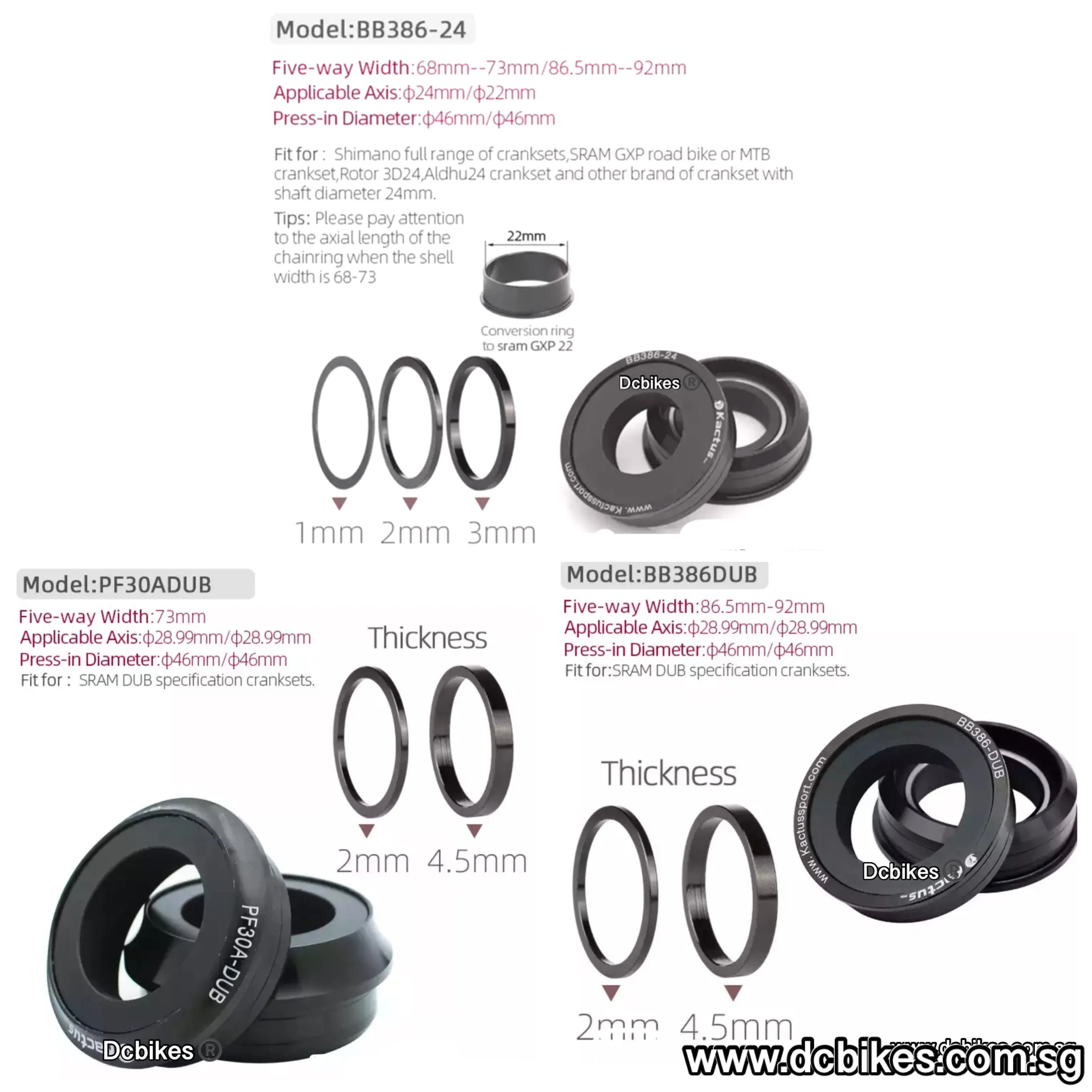 BB386 | PF30 Ceramic Press Fit Bottom Bracket BB For Shimano | Sram DUB GXP Crank