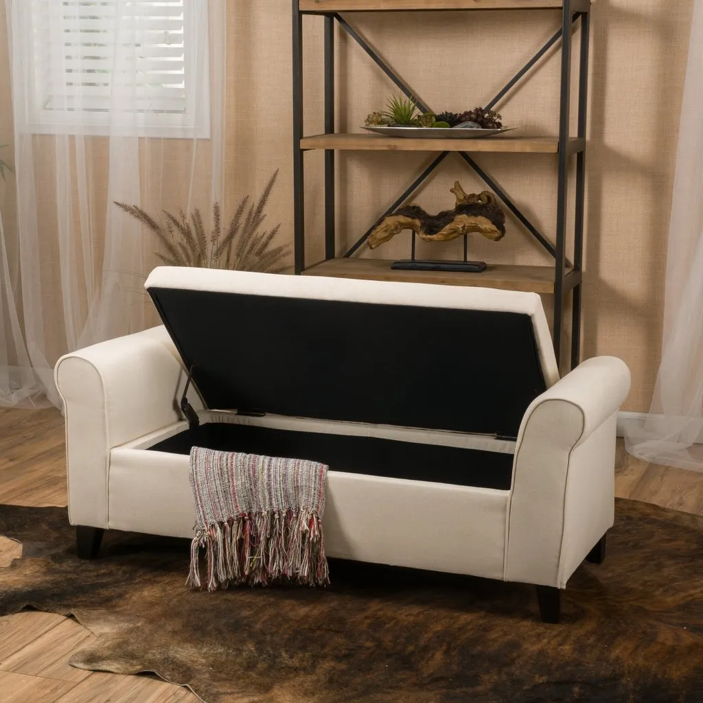 Beautiful Beige 50" Rectangle Storage Ottoman by Noble House! Retails $520 W/Tax!