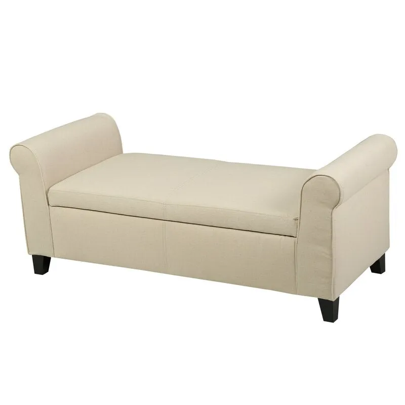 Beautiful Beige 50" Rectangle Storage Ottoman by Noble House! Retails $520 W/Tax!