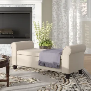 Beautiful Beige 50" Rectangle Storage Ottoman by Noble House! Retails $520 W/Tax!