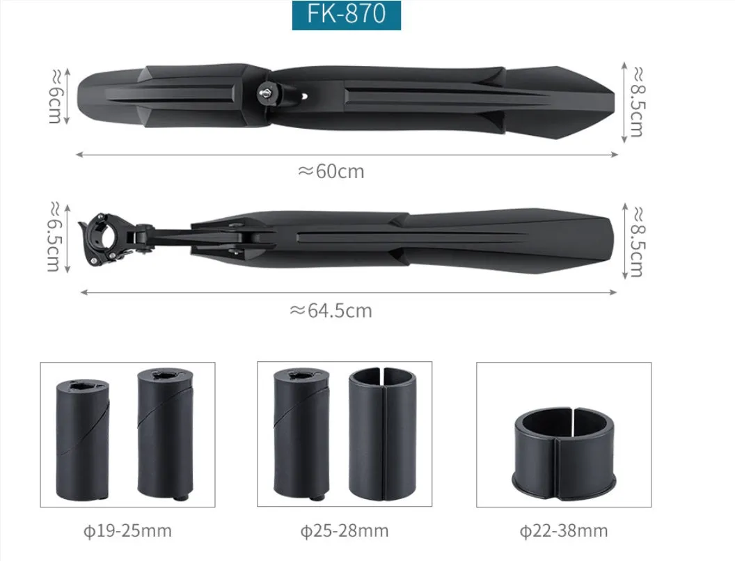 Bike Bicycle Mudguards - Quality, Front (Fork mounted)   Rear (Seatpost mounted)