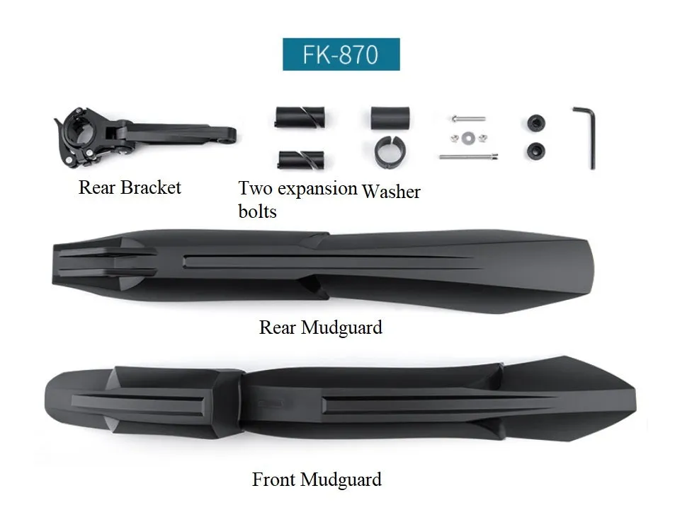 Bike Bicycle Mudguards - Quality, Front (Fork mounted)   Rear (Seatpost mounted)